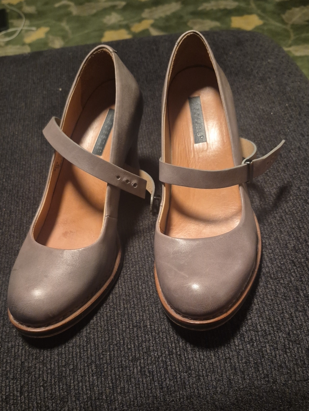 Mary Jane Block Heel Pump in Gray - Neutral Everyday Style